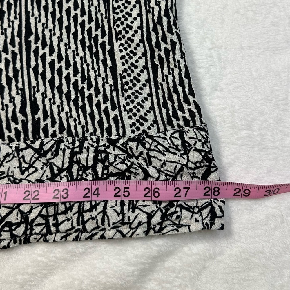 Soft Surroundings Raven Shift Black and White Dress  3/4 Sleeve Ikat Print Rayon - Picture 11 of 14